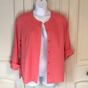 Coral Crinkle Gauze Top Roll Tab Sleev…